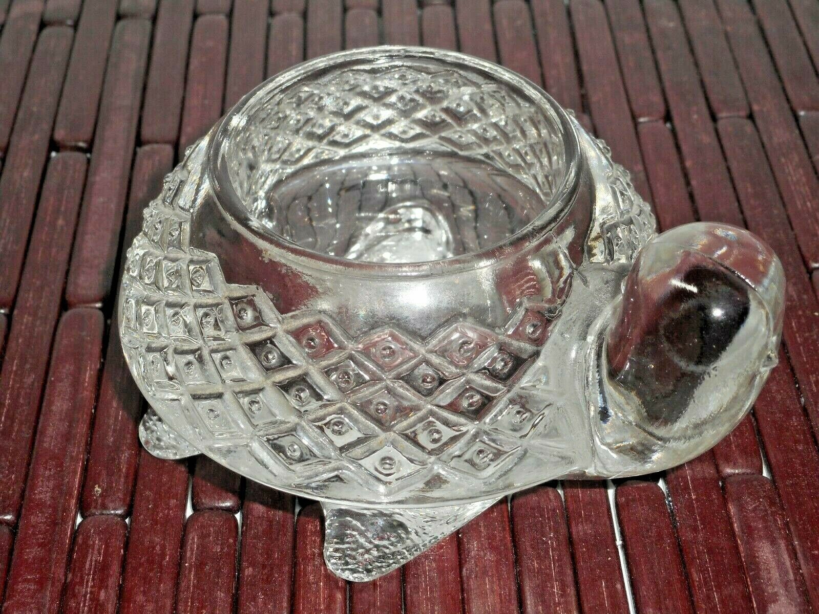 Turtle Sparkling Clear Pressed Diamond Glass Votive Candle Holder 1970's Avon - £11.98 GBP