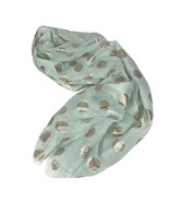 Sheer Mint Green Scarf Wrap with Gold Metallic Dots Oblong - €12,62 EUR