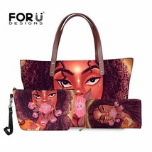 3PCS Art African Magic Girl Printed Tote Bags for Women Casual Composite Bag Sho - £63.86 GBP