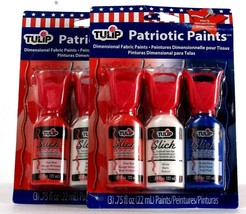 2 Packs Tulip Red White &amp; Blue Patriotic Paints 3 Ct Dimensional Fabric ... - £16.44 GBP