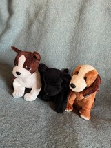 Ty Plush Beanie Baby Of The Month Holmes & Black Luke & Brown & White Sport Pupp - $18.49