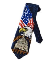 Gold City Men&#39;s Bald Eagle Capitol Building Neck Tie Necktie - Blue - On... - £11.83 GBP