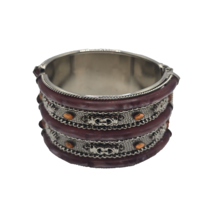 Purple orange Bracelet Bangle boho silver tone metal faux bracelet-VTG - $348.06 MXN