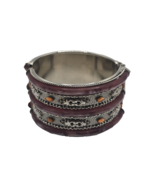 Purple orange Bracelet Bangle boho silver tone metal faux bracelet-VTG - $348.51 MXN