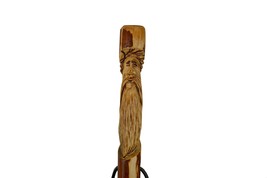 Hiking Stick, Mountain Man Face Carving in dark wood, Kiln Dried Walking... - £55.93 GBP