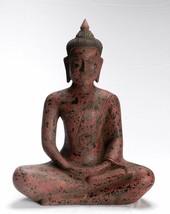 Antique Khmer Style Wood Seated Buddha Statue Dhyana Meditation Mudra - 38cm/15&quot; - £293.42 GBP