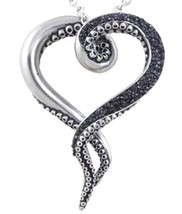 Controse Dark Bright Octopus Tentacle Heart Black CZ Pendant Necklace CN084 - £22.37 GBP