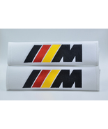 2 pieces (1 PAIR) BMW M Germany Style Embroidery Seat Belt Cover Pads Wh... - £13.36 GBP