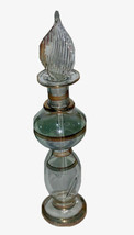 Vtg Hand Blown Egyptian Glass Perfume Bottle Gold Trim w/ Glass Dauber &amp; Box EUC - £12.05 GBP