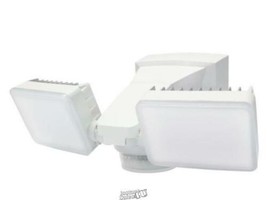 240-Degree White Motion Activated Outdoor Integrated LED Twin Flood Lights with - £49.35 GBP