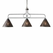 Large  Kitchen Island Light with punched Chisel in Kettle Black Tin image 2