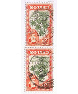 Stamps Ceylon Sri Lanka 5c Orange King George VI 1938 Vertical Pair - $0.68