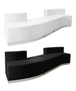 Black White Leather* 4 Pc Reception Sectional Curve Office Hotel Confere... - €1.883,30 EUR+