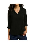 Sexy Women V-neck Solid Chiffon Blouse - Black - $20.00
