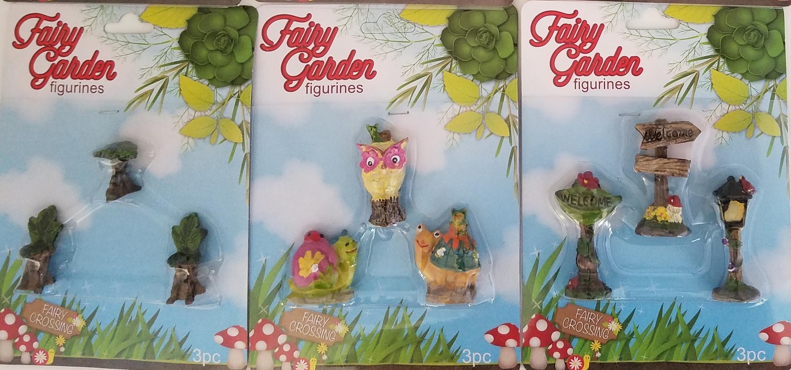 Fairy Garden Figurines Owl Turtle Snail Table Chairs Signs 3/Pk S2, Sele... - $2.99