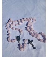 Blush Rosary – 8mm Soft Pink Glass Rosary with Silver Crucifix  A44 - $29.69