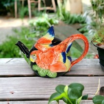 Vtg Fitz &amp; Floyd 1989 Ceramic Parrot Bird Teapot Lid Bright Colors 44 Oz Japan - £41.00 GBP