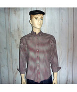 Dockers Men&#39;s Large 16-16.5 Shirt Red &amp; Black Plaid L/S Cotton Button Down - $38.52 CAD