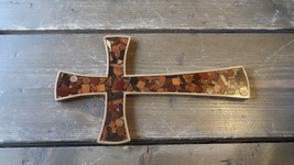 Wood Inlay Wall Cross 8.75 x 5.25 inches - £10.85 GBP