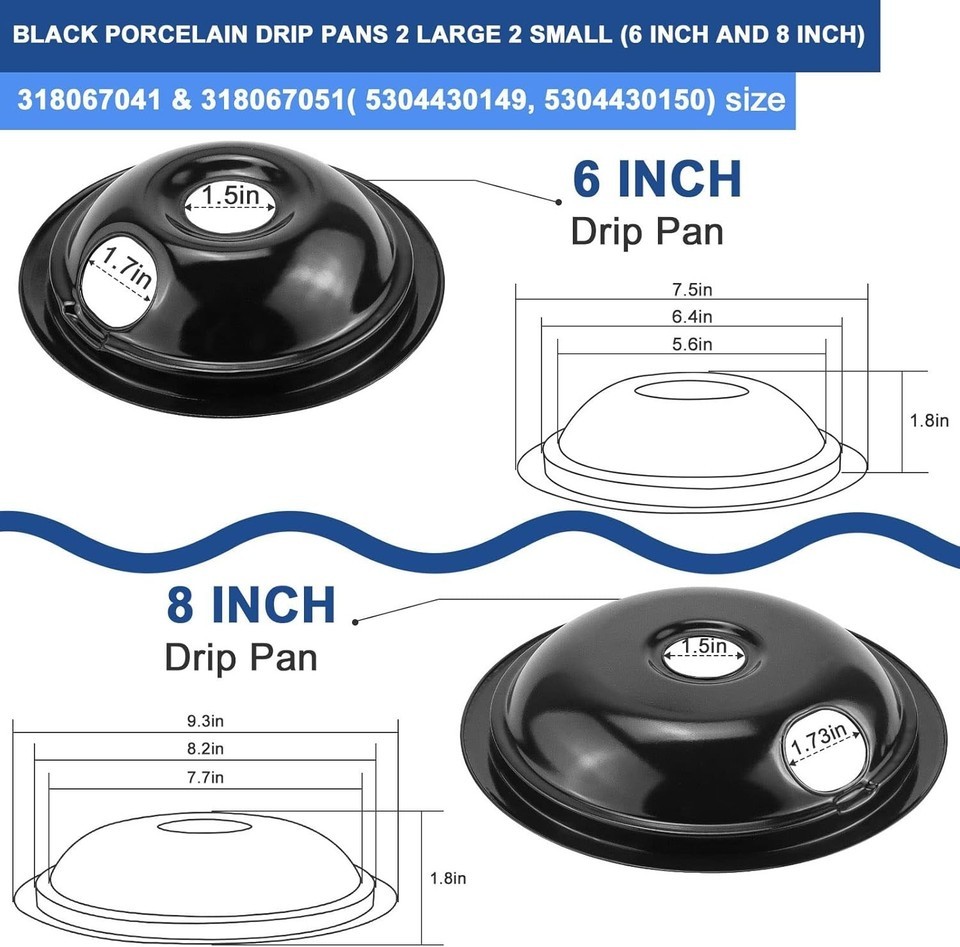 Versatile 8-Piece Black Drip Pan & Burner Set - Fits Frigidaire & Kenmore Stoves Item image 7