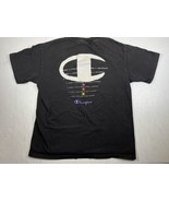 Vintage 90s Champion T-Shirt Single Stitch Big Logo Black Size L Made In... - $49.49