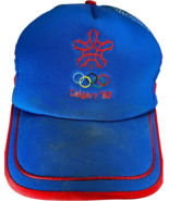 VTG Calgary &#39;88 Winter Olympics Foam Mesh Snapback Trucker Hat Blue w/re... - $39.30
