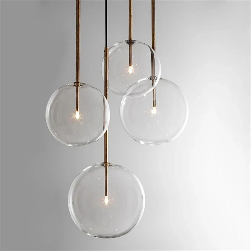 Modern single head transparent simple glass led pendant lamp ball bubble restaurant bar thumb200