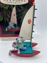 Hallmark Kitty&#39;s Catamaran Cat&#39;s Meow Sailing In His Boat Vintage Ornament 1994 - £5.32 GBP