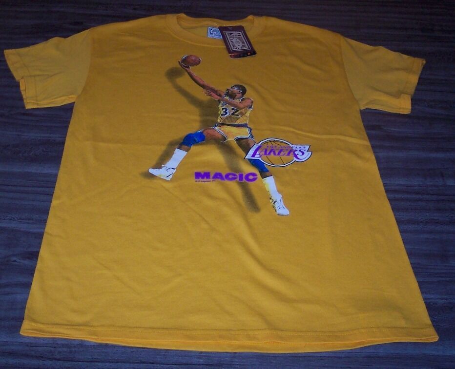 LOS ANGELES LAKERS MAGIC ERVING JOHNSON  #32 NBA BASKETBALL T-Shirt SMALL NEW Item image 2