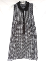 Two By Vince Camuto Dress Lucky Elephant Size M Print Black White Button Pockets - £39.41 GBP
