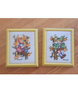 Vintage Hummel Needlepoint Crewel Embroidered Boy Girl on Apple Tree Fra... - $729.03 MXN