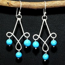 Solid 925 Silver Natural Turquoise Gemstone Handmade Earring For Women&#39;s Jewelry - £4.58 GBP