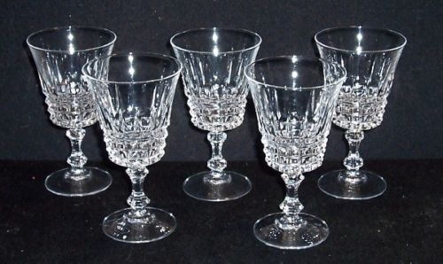 5 Crystal TUILLERIES-VILLANDRY Crystal d´Arques 4 oz WINE Bar Glasses~5 1/4 Tall - $21.78