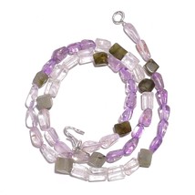 Natural Amethyst Labradorite Gemstone Mix Shape Smooth Beads Necklace 17&quot; UB5242 - £7.84 GBP