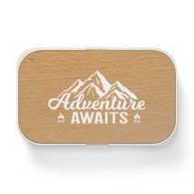 Personalized wooden lid bento lunch box 76x48 adventure awaits decal thumb200