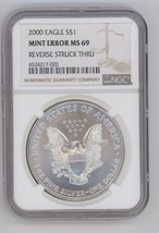 2000 Silver Eagle NGC Ms 69 Ungebraucht Fehler 69 - £217.06 GBP