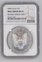 2000 Silver Eagle NGC Ms 69 Ungebraucht Fehler 69 - £214.38 GBP