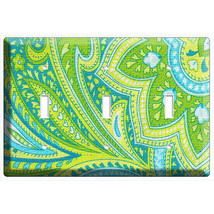 Green Paisley medieval design Triple light switch GFI cover wall plate l... - $18.99