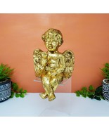 Gold Leaf Angel Cherub | Gold Paper Mache Baby Angel Mantel Statue Decor... - $48.62 CAD