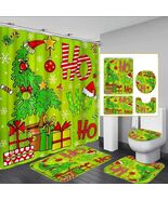 Christmas Shower Curtain Set 4PCS | Holiday Bathroom Decor | Tree Design... - €17,30 EUR
