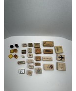 Lot of 26 Vintage Wooden Rubber Stamps Dogs, Words, Flower Mom Dad Queen... - £30.81 GBP