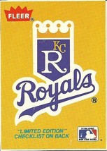 1986 Fleer Wax Card Kansas City Royals C1 - £0.79 GBP