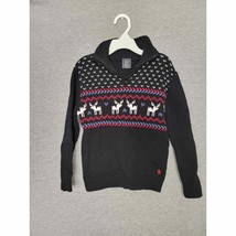 Boy&#39;s IZOD 1/4 Zip Collared Knit Sweater XS 4 5 Winter Moose Snow - £9.48 GBP