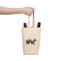 Black and White Bear in Forest Double Wine Tote Bag for Nature Lovers - $31.93