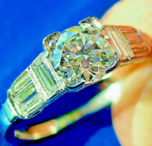Earth mined Diamond European cut Engagement Ring Antique Deco Platinum Solitaire - £5,218.83 GBP