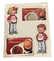 Vintage Four Campbell Kids Souper Combo Refrigerator Magnets On Original Sheet - £7.55 GBP