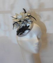 Fascinator hat  40s50s Silver Hat fascinator #Silver hat with Black Crys... - £29.32 GBP