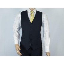 Men Suit BERLUSCONI Turkey 100% Italian Wool Super 180's Vested #Ber17 Navy Blue image 7