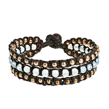 Moonstone-Brass Beads Chic Medley Three Strand Bracelet - £7.03 GBP