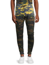 Eleven Paris Men&#39;s Acid Camo Fleece Jogger Destroyed in Acid Green Camo-... - $39.99